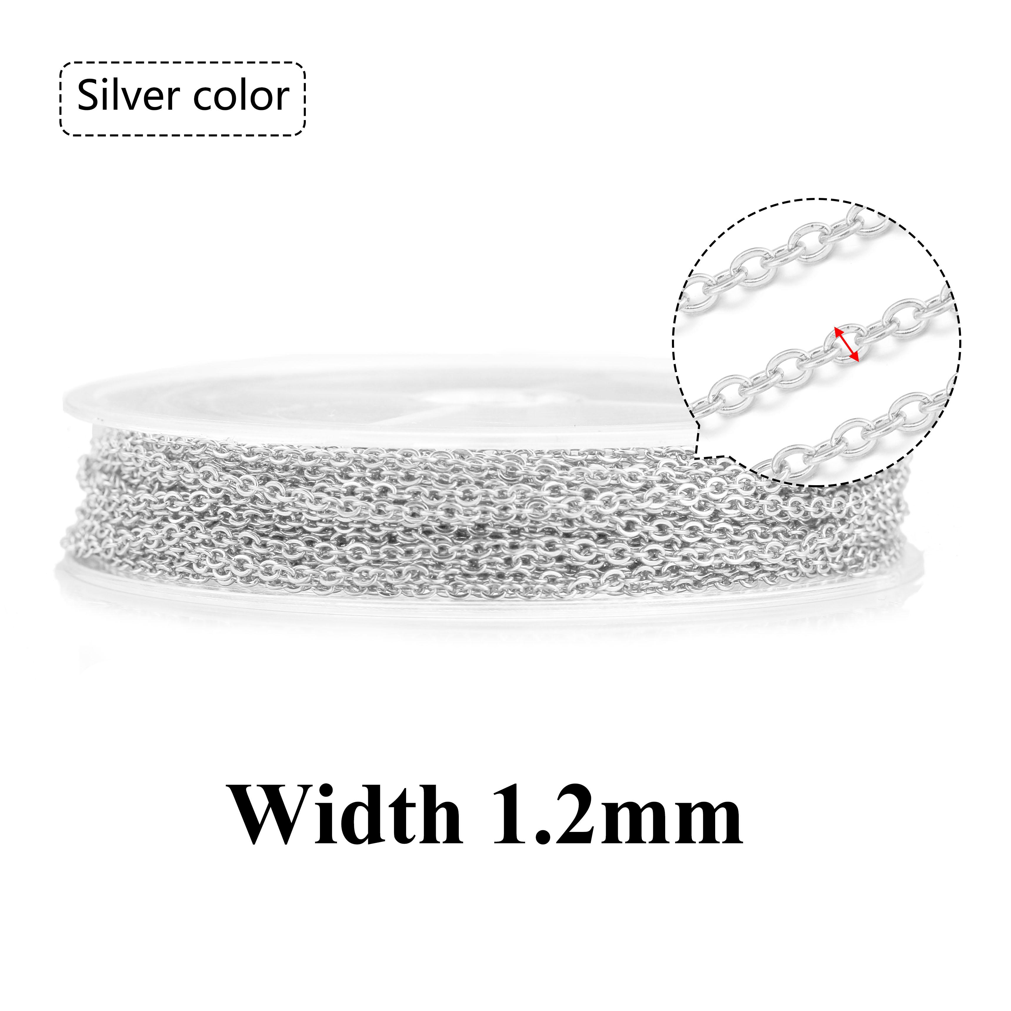 10 m/rol roestvrij staal plat kabel ketting bulk voor zilver rose gouden ketting 1 mm 1,5 mm 2 mm 2,5 mm ketting diy sieraden materialen: Bruin