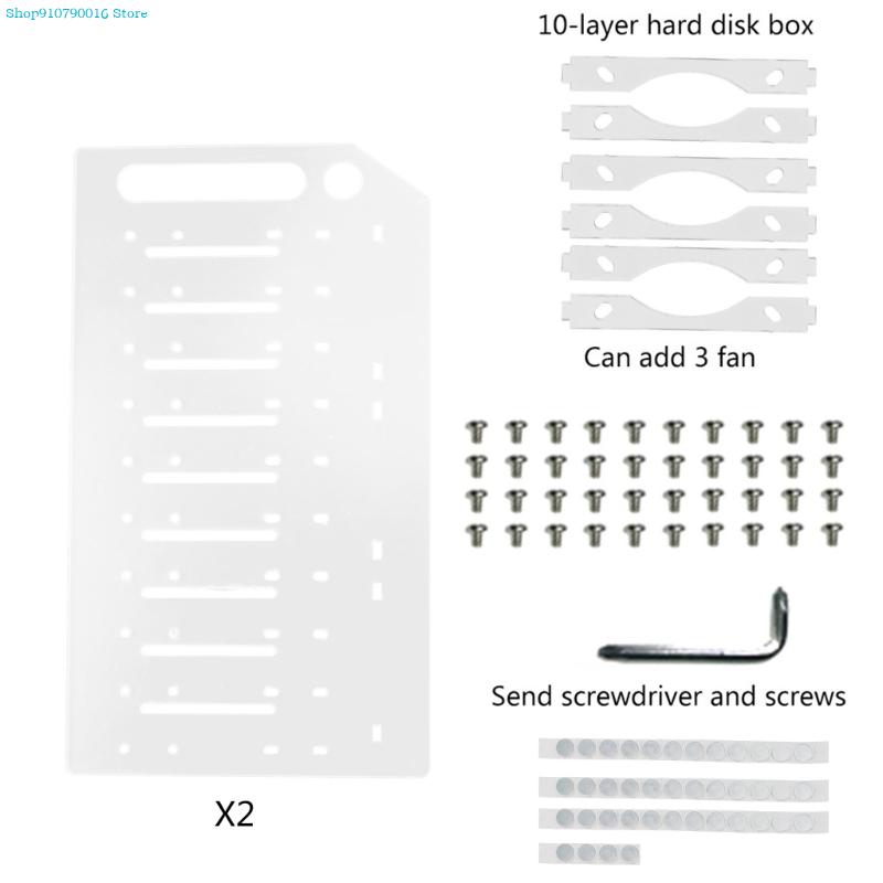 3.5 In DIY Acrylic Hard Disk Bracket Bay Desktop Computer External Hard Drive Shelf Rack HDD Storage Box Organizer Case: green