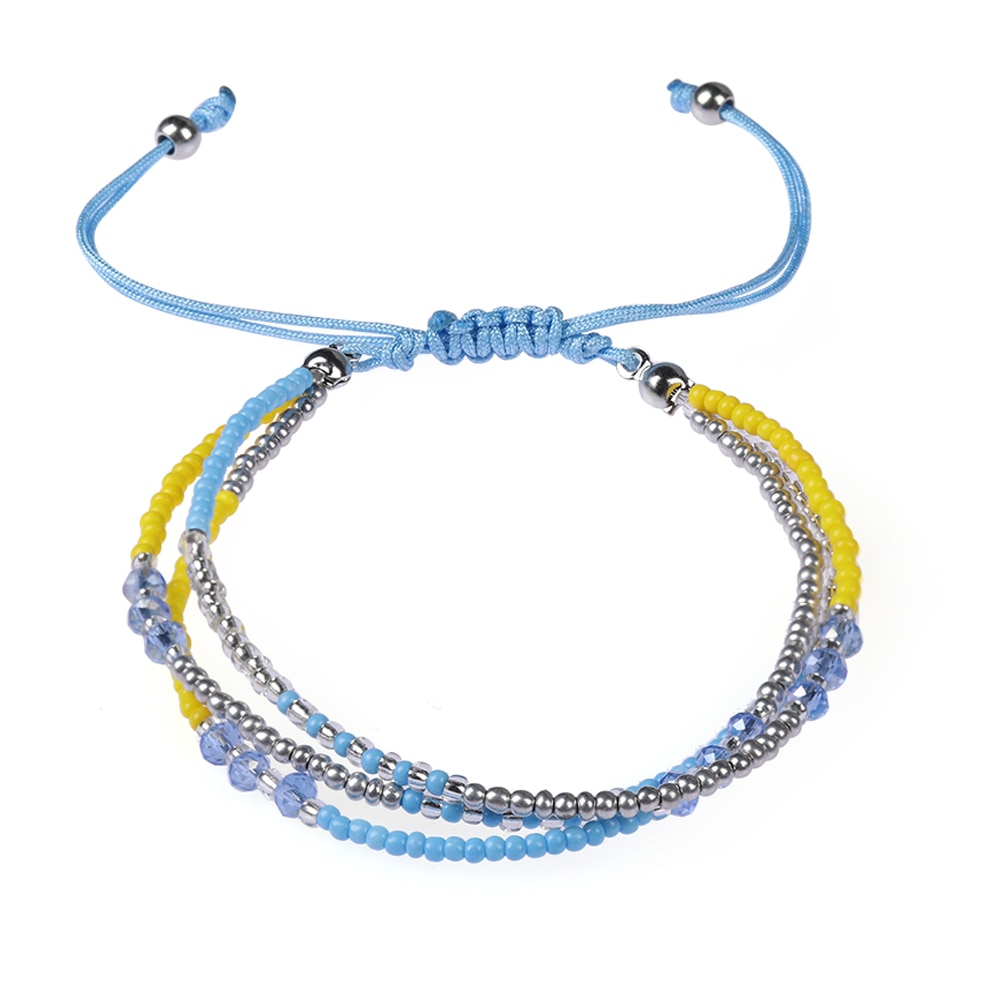 Multi-capa bohemio tejido a mano colorido tejido redondo con cuentas pulsera Retro arroz ajustable cuerda Ethnic Bracele