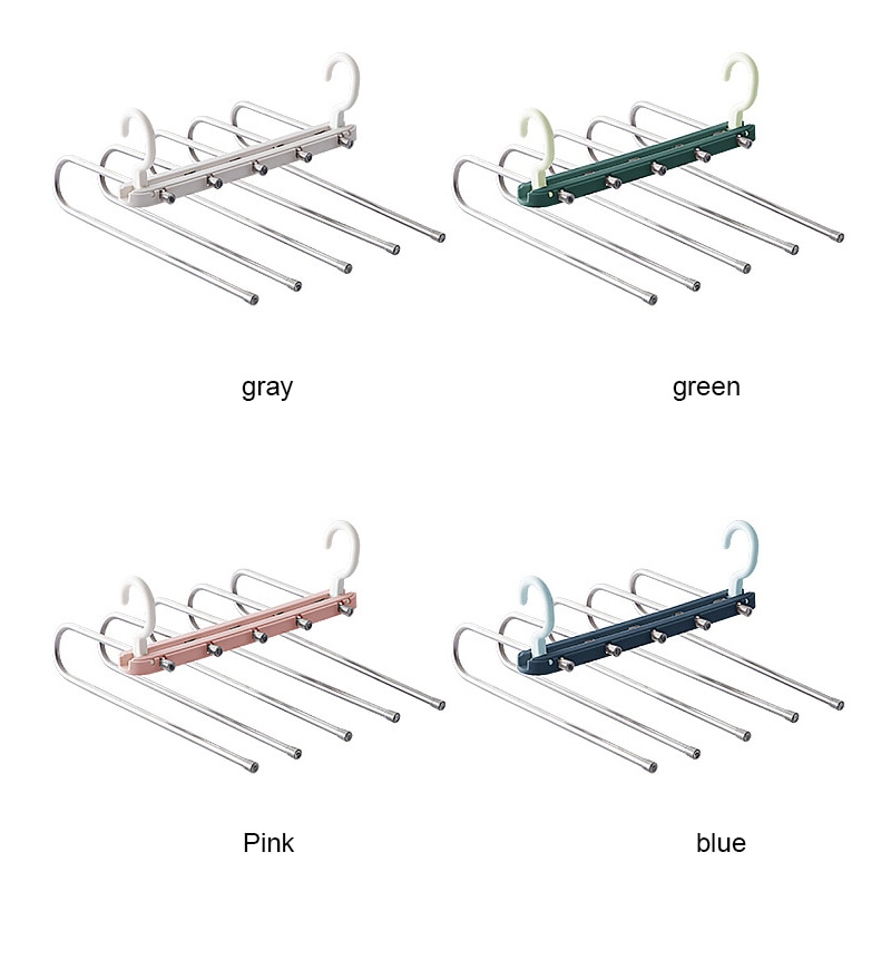 5-in-1 Drying Rack Hanger Wardrobe Finishing Double Hook Stainless Steel Folding Pants Rack Five In One Dual Drying Rack Hanger