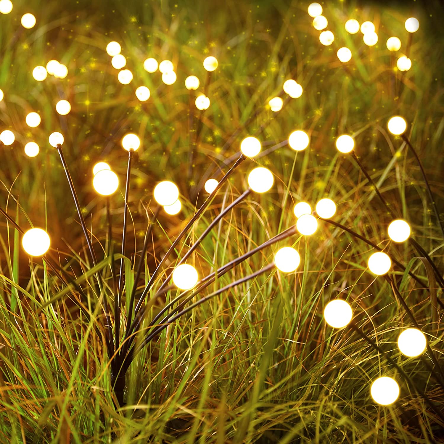 8LED-tuinverlichting op zonne-energie Aangedreven Firefly-verlichting Buiten waterdichte levendige tuinverlichting voor patio-paddecoratie, warm