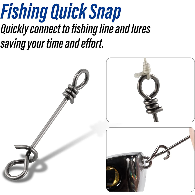 50Pack Fishing Clips Stainless Steel Quick Clips Speed Change Snaps Fast Attach Fly Fishing Snaps Lure Clips Connectors