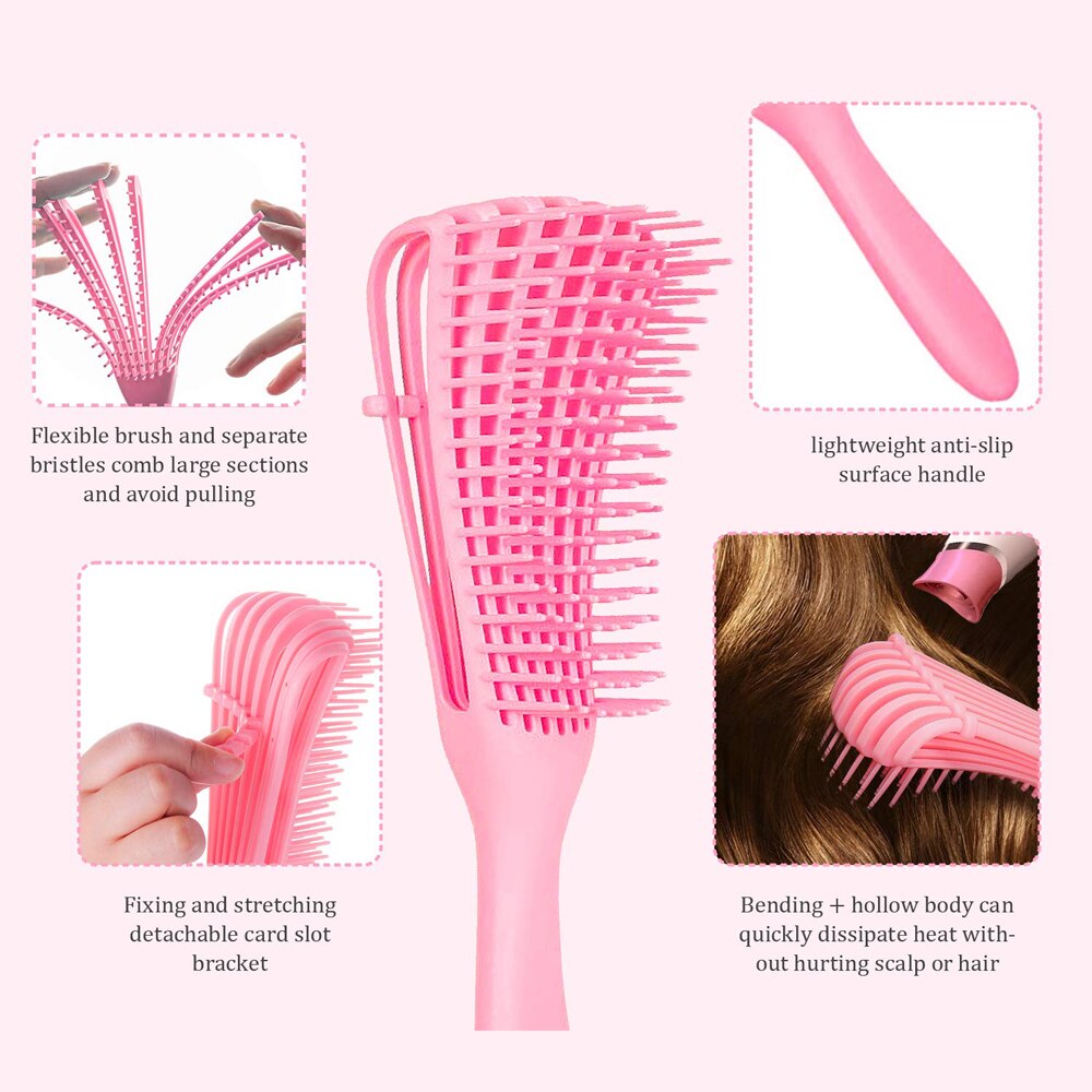 Cepillo de goma para cabello rizado con caja, cepillo de goma para cabello, cepillo masajeador de cuero cabelludo, accesorios de baño