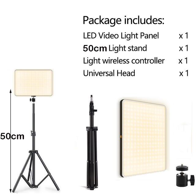 Photo Studio Dimmable LED 2700k-5700k Video Fill Lamp Light Panel Photography Lighting With Tripod Stand 110V-220V For Live: Silver
