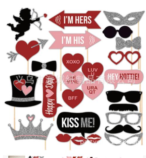 Funny Birthday Photo Booth Props DIY Mr Mrs Wedding Groom Bridal Party Decor Baby Shower Bride To Be Bride Team Shooting Props: 27PCSValentine s Day