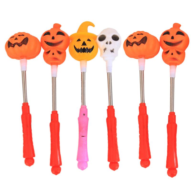6Pcs Halloween Gloeiende Hand Sticks Pompoen Schedel Knipperende Toverstaf Halloween Prop