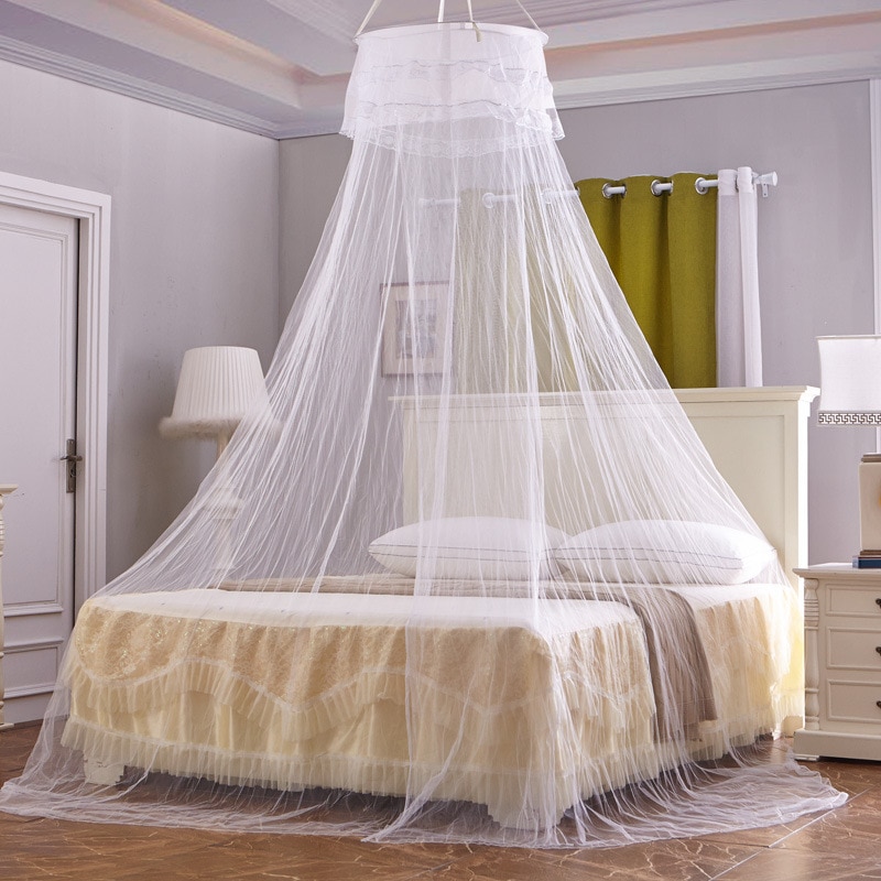 Prinses Kant Klamboe Voor Kinderen Volwassen 1.2-1.8M Bed Eenvoudige Installatie Anti-Muggen Verhoogde Ronde Plafond dome Tent