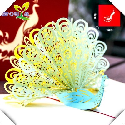 Tarjetas de Felicitación de cumpleaños de 3D tridimensional papel Pavo Real Corea hecho a mano tarjeta de de negocios: Rojo
