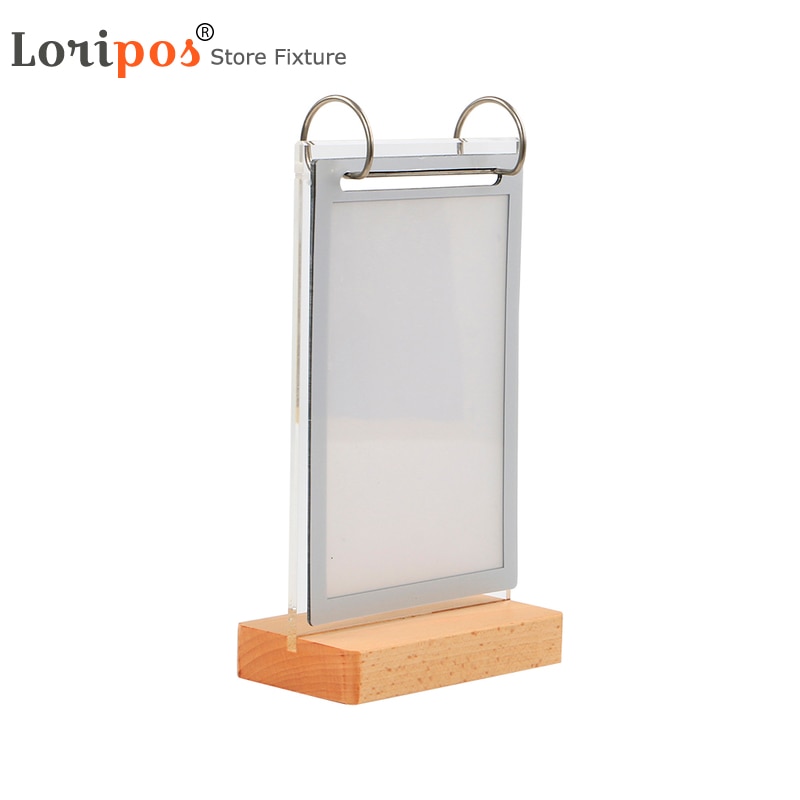 5 Pages Photo Album Wooden Base Desk Label Sign Frame A6 Sleeve Photo Picture Poster Menu Stand Holder For Advertising