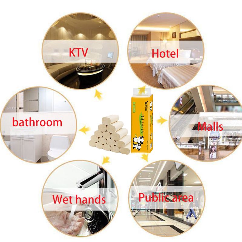 12 Rolls Bamboo Pulp Toilet Paper Towels 4-Ply Thicken Biodegradable Bath Tissue 50JF