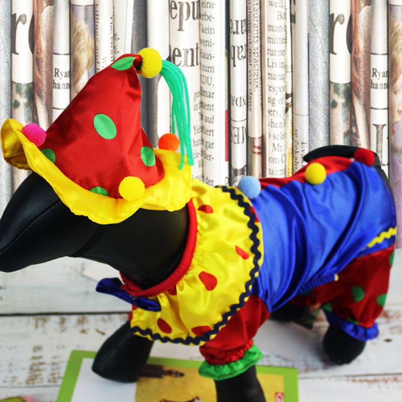 Färgglad sällskapshund rollspel kostym valp katt söt clown kostym juldekor