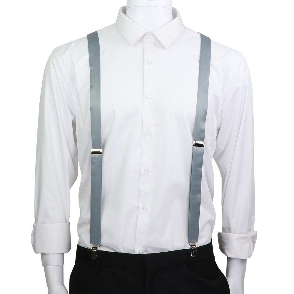 Suspensórios de couro elástico, cor sólida, conjunto de gravata borboletas ajustáveis para homens e mulheres, tiras para festa de casamento, acessórios de gravata, presente: Brace 19