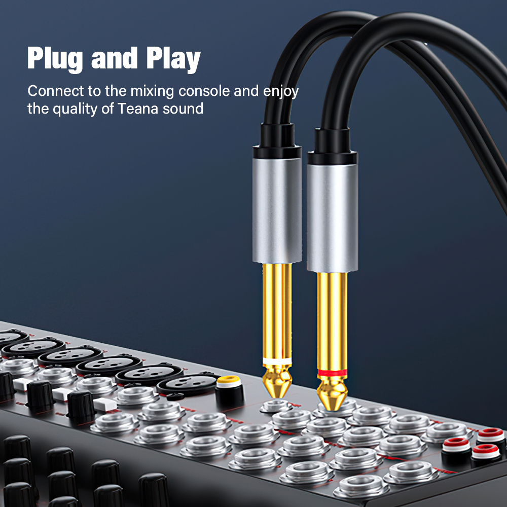 3.5mm Naar Dubbele 6.35mm TRS AUX Kabel 6.5mm Y Splitter Audio Adapter Connector Voor Mixer Versterker 1/4 inch Jack Draad 2/3/5 Meter