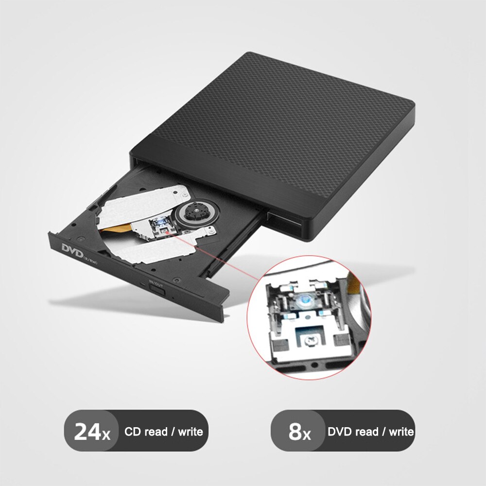 Lecteur optique externe USB, graveur de CD/DVD de Type C, lecteur de carte TF/SD, haute vitesse, pour Windows et Linux