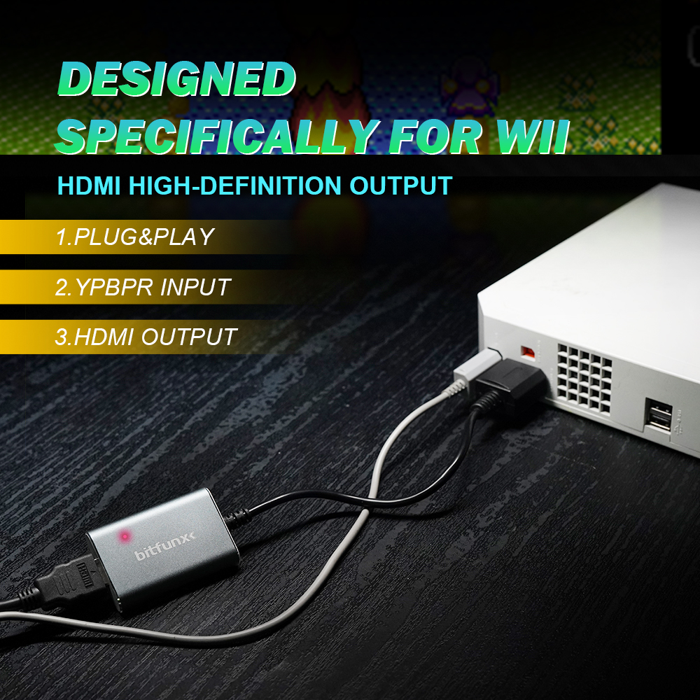 Bitfunx Hdmi Converter Adapter Voor Nintendo Wii Retro Game Console Component Signaalingang Hdmi Output Verbeterde Gaming Visuals