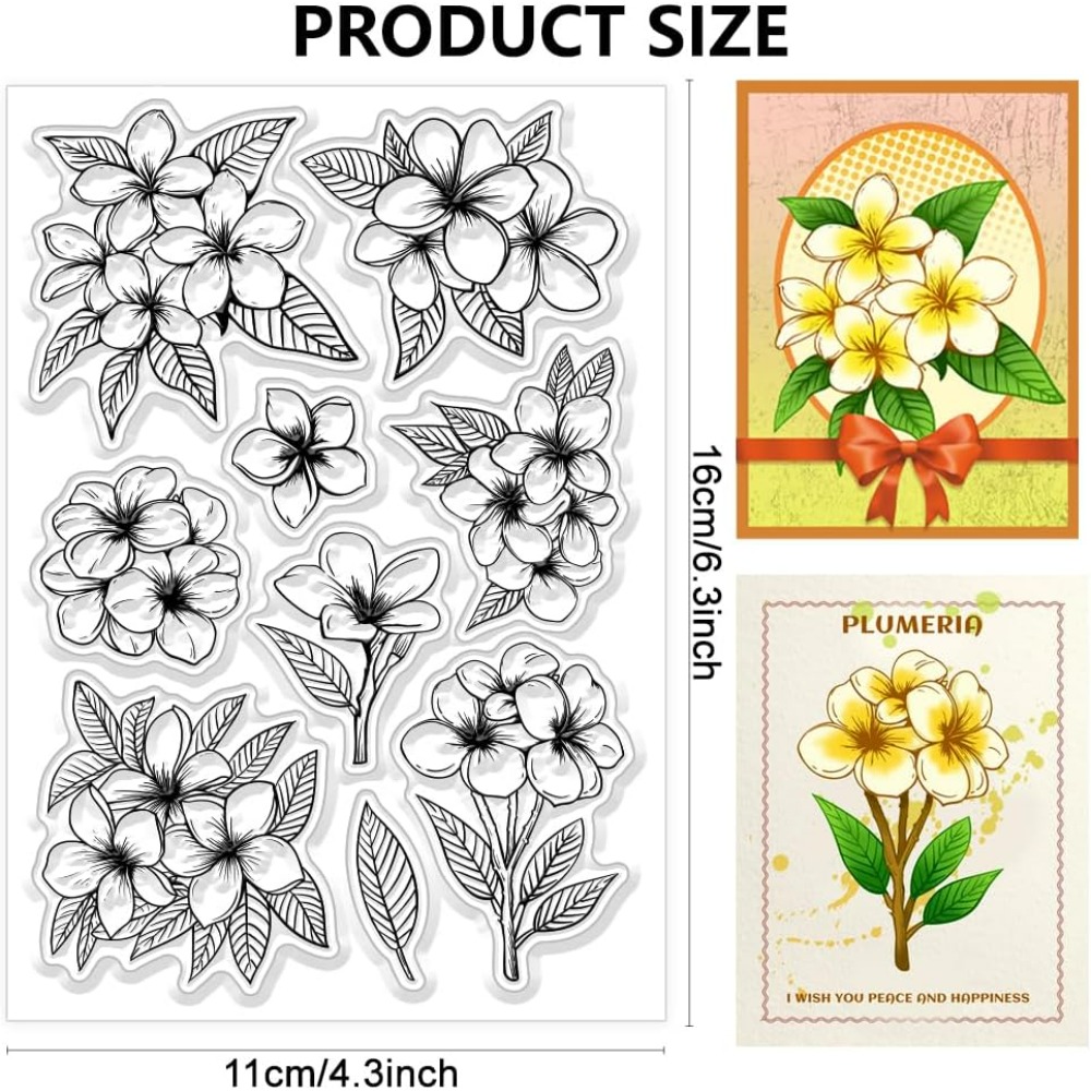 1pc Plumeria Flower Clear Stamps Flower Transparent Stamps Plants Pattern Silicone Clear Stamp Seals for DIY Scrapbooking