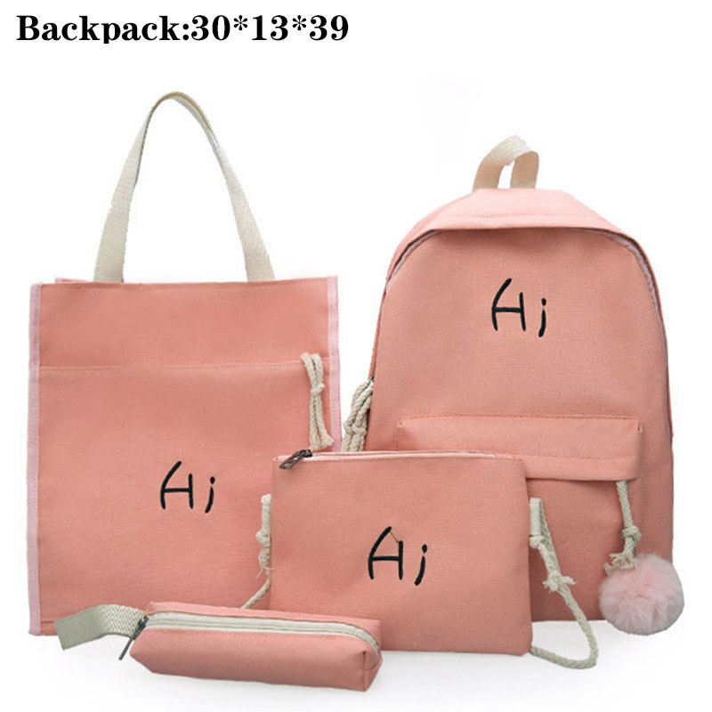 Mode Vrouwen Rugzakken 4 Set Schooltassen Gemengde Kleur Grote Capaciteit College School Rugzak Voor Tiener Meisje Schoudertas: MN-6930 pink