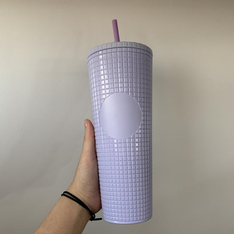 Tasse à café diamant 710ml, avec paille, Double couche en plastique, avec grille de maïs, déesse rayonnante