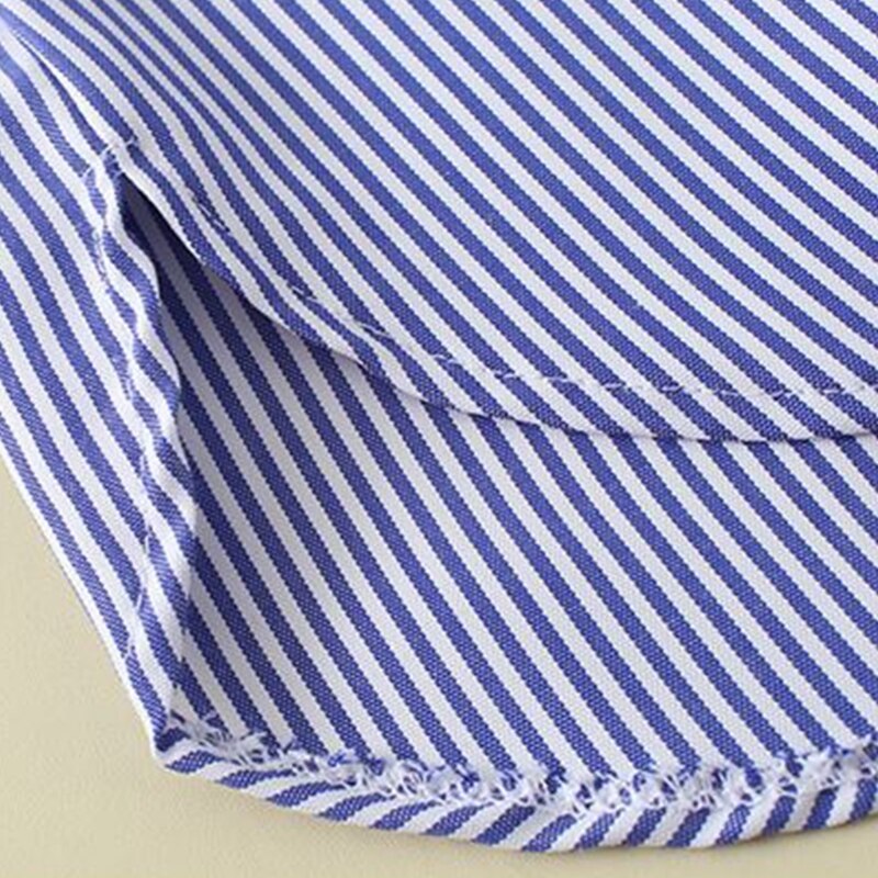 Femmes couches jupe décorative rayures bleues imprimer Flare incurvé faux faux ourlet boutons taille élastique tablier détachable