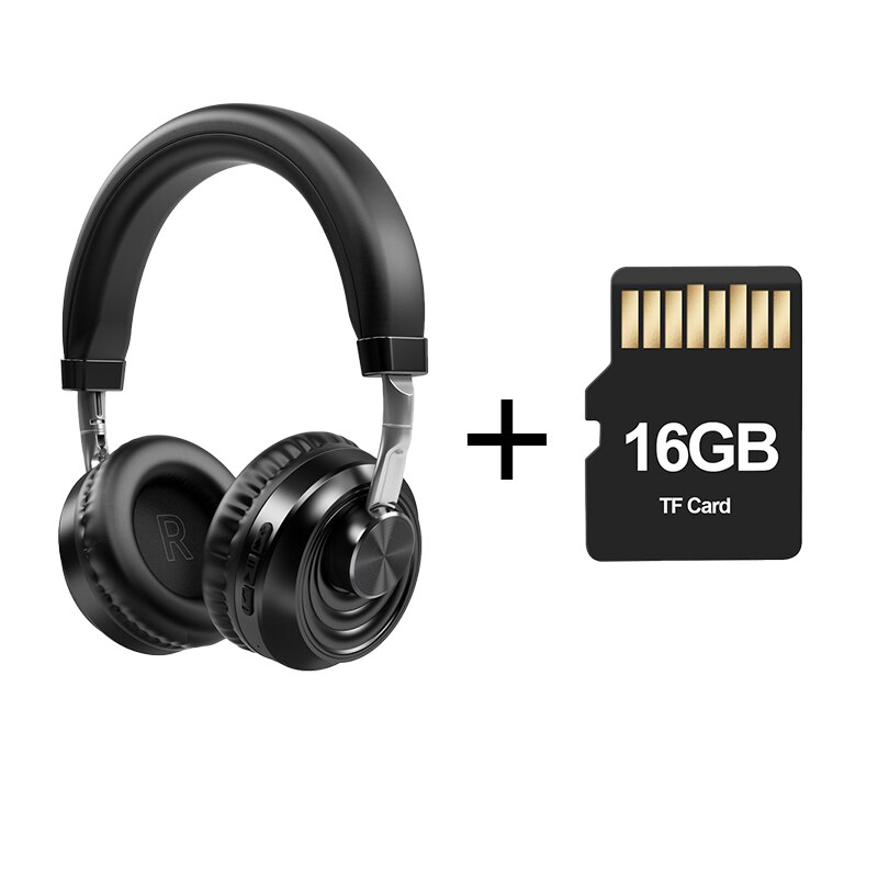 Draadloze Hoofdtelefoon Met Mic Audifonos Hifi Bluetooth 5.0 Headset Metalen Gaming Koptelefoon Sport Opvouwbare All-Inclusive Oortelefoon: Black-VJ083 With TF