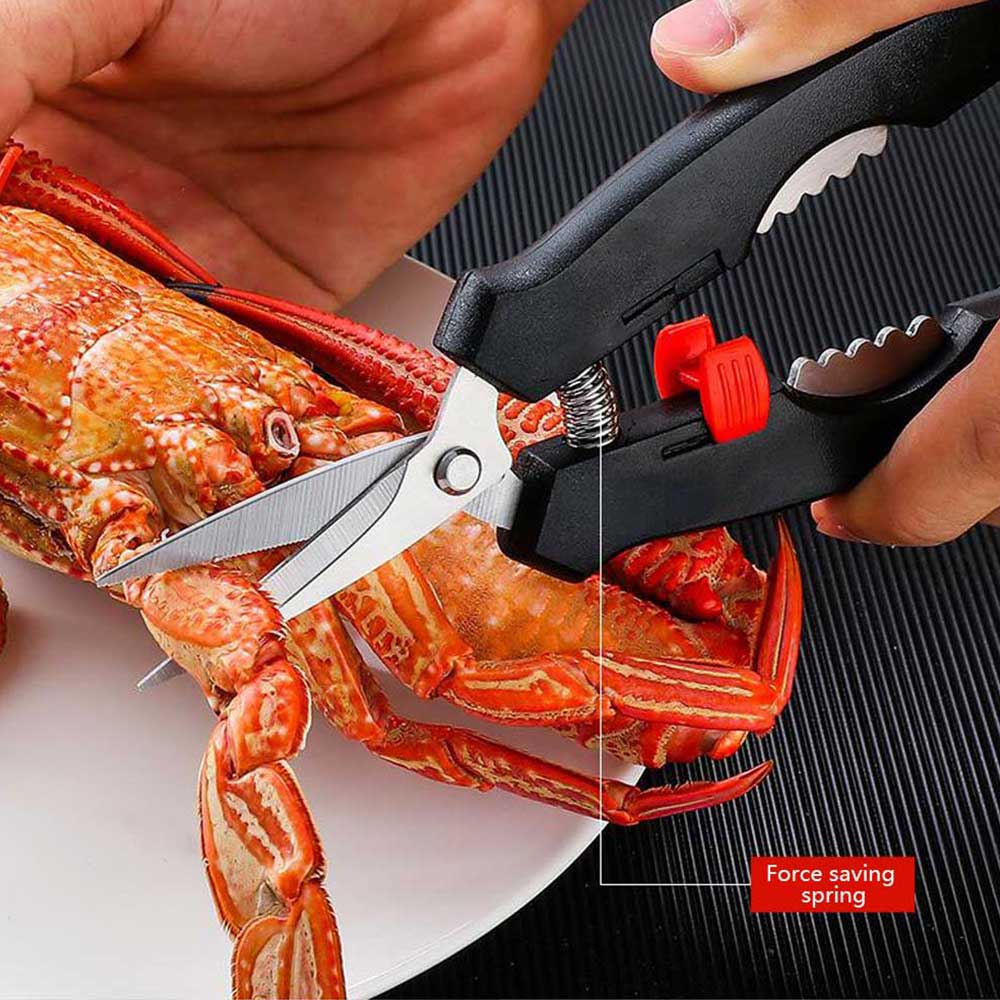 Juego de pinzas de acero inoxidable para comer cangrejo, pinzas de acero inoxidable para pelar camarones, langosta, utensilios para mariscos, galletas, cucharas, accesorios de cocina, 6 piezas