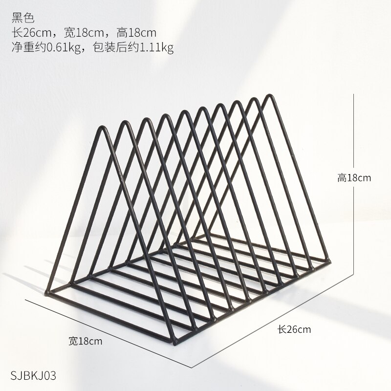Nordic Iron Triangle Magazine Newspaper Rack Modern Minimalist Study Room Bookcase Office Desktop Bookshelf Ornament Decoration: D