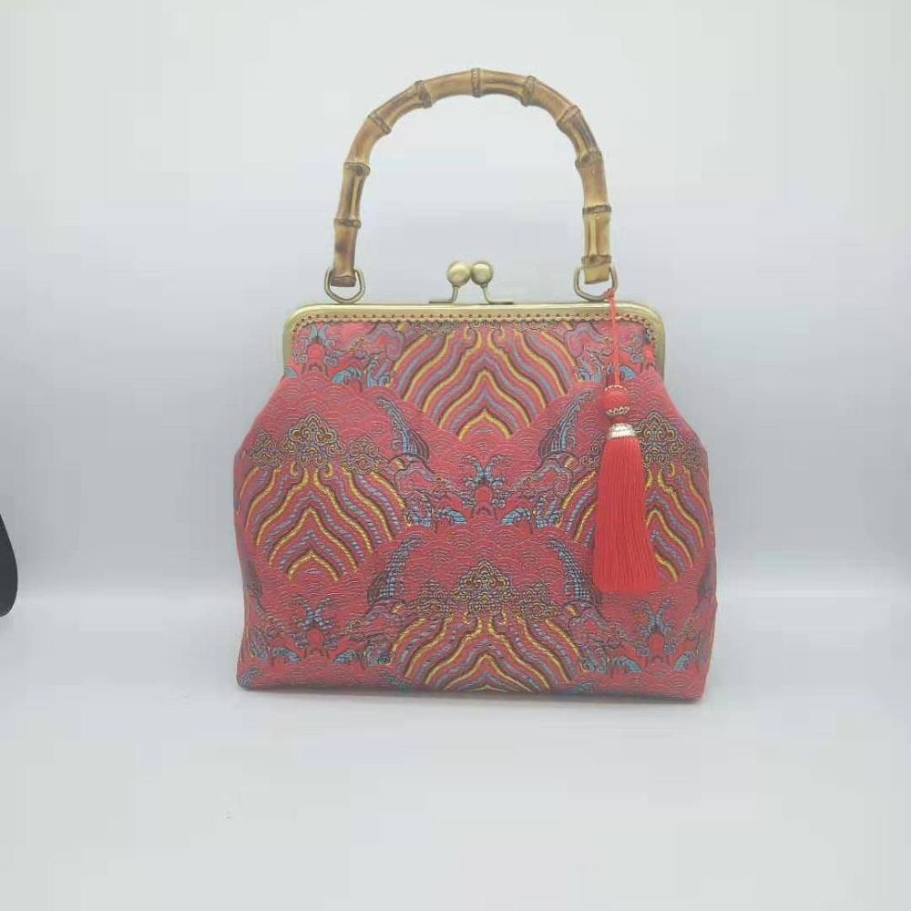 Unique Lock Shell Bags Wood Vintage Flowers Bag Chain Women Shoulder Crossbody Bag Pure Handmade Tote Women&#39;s Handbags: women bag 5