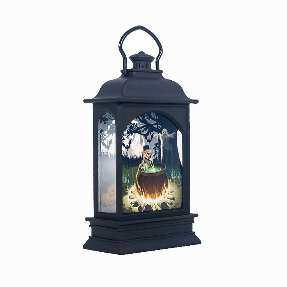 Halloween transparante stormlantaarn nachtdecoratie kaarslamp led bar sfeer decoratie accessoires: Diepe saffier