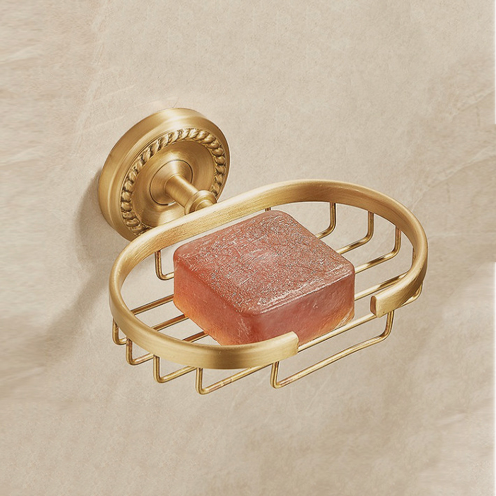 Antieke badkameraccessoiresets van geborsteld messing: handdoekrek, toiletpapierhouder, zeephouder, handdoekrek, badkamerbeslagsets