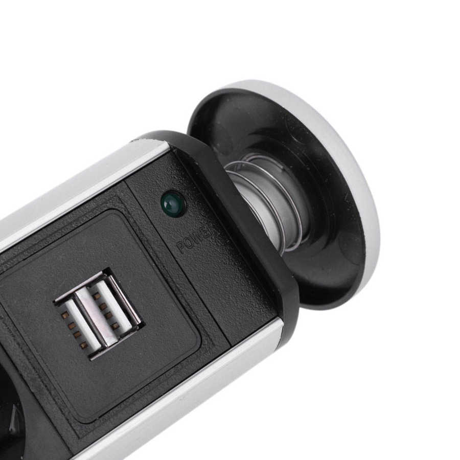 EU Plug 4 Compartment Retractable Desktop Socket Power Strip Multiple Socket Electric Outlet 250V Home Office Use