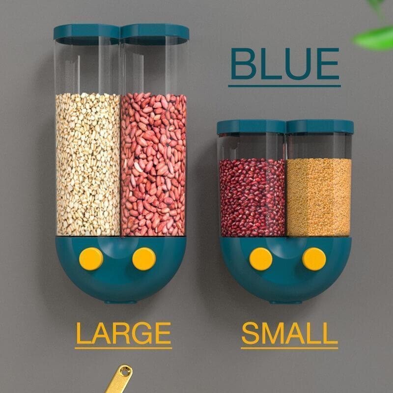 Push-Soort Muur Gemonteerde Graan Opslagtank Keuken Muur Gemonteerde Granen Opslagtank Rijst Bean Verzegelde Kan havermout Dispenser: S  BLUE