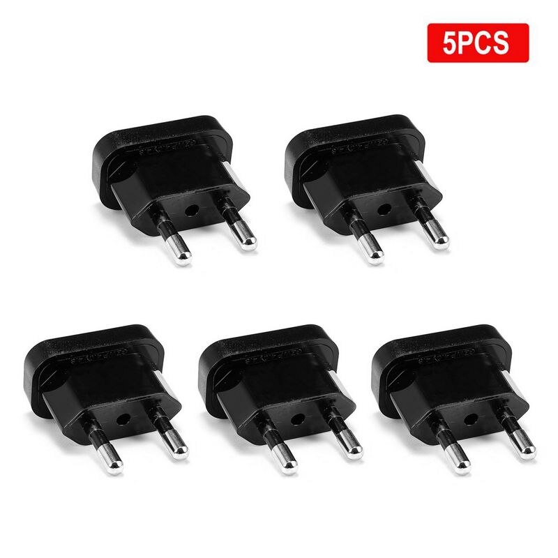 5/10 stk oss til eu støpsel adapter elektrisk adapter eu støpsel omformer kontakter oss kina til eu reiseadapter stikkontakt veggkontakt: 4.0mm / 5 stk sortere