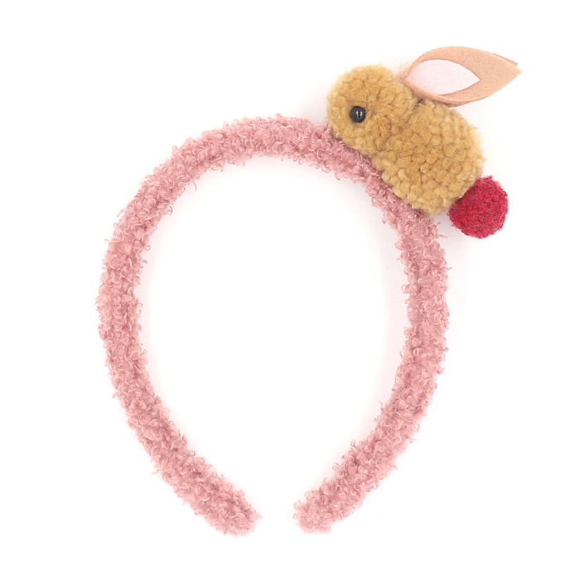 bandeau de dessin animé animal fait à la main en peluche lapin mignon coiffe unique fille pompon bandes de caoutchouc 6 couleur cheveux accessoires: 6