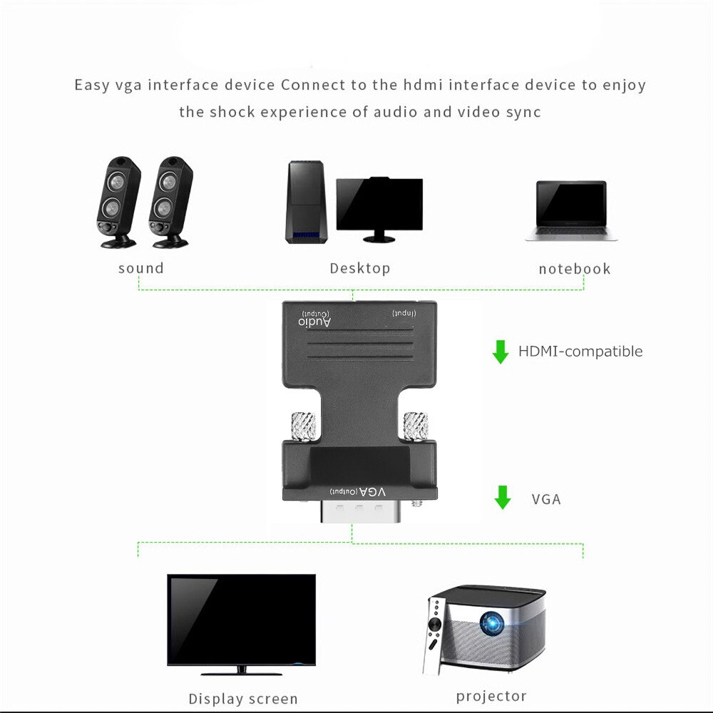 Hdmi-Compatibel Naar Vga Adapter Met Audio Kabel Full Hd 1080P Vrouwelijke Hdmi-Compatibel Mannelijke Vga converter Voor Pc Monitor Dvd