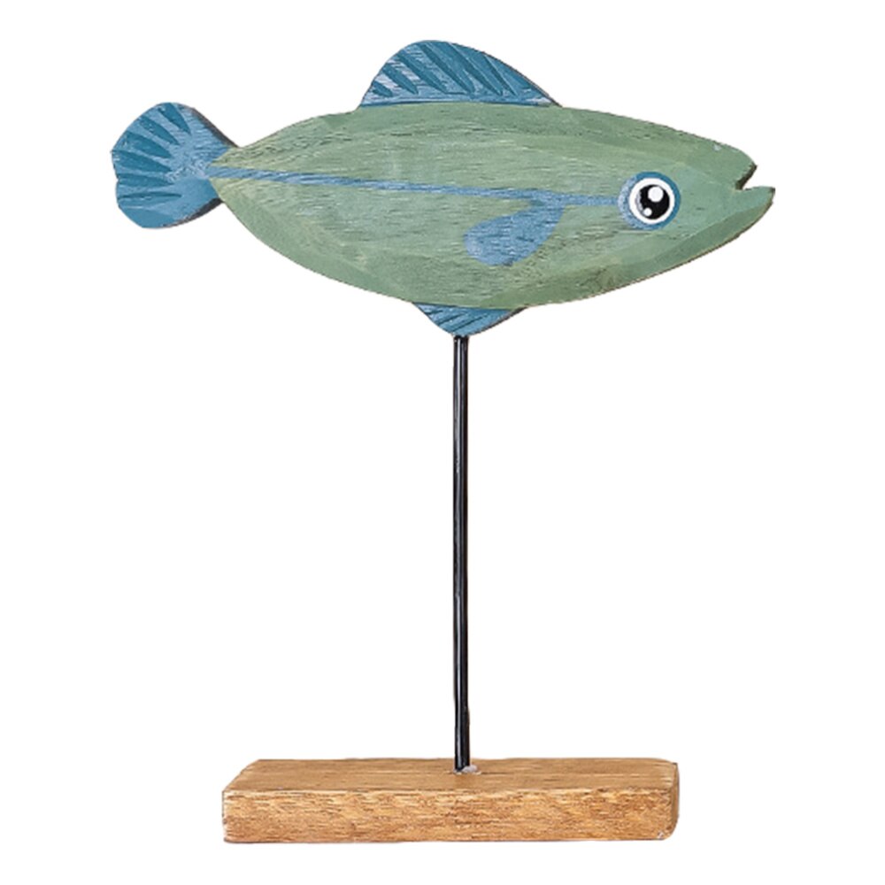 Christmas Fish Shape Table Wooden Craft Decor Lovely Animals Desktop Ornament: Sky-blue