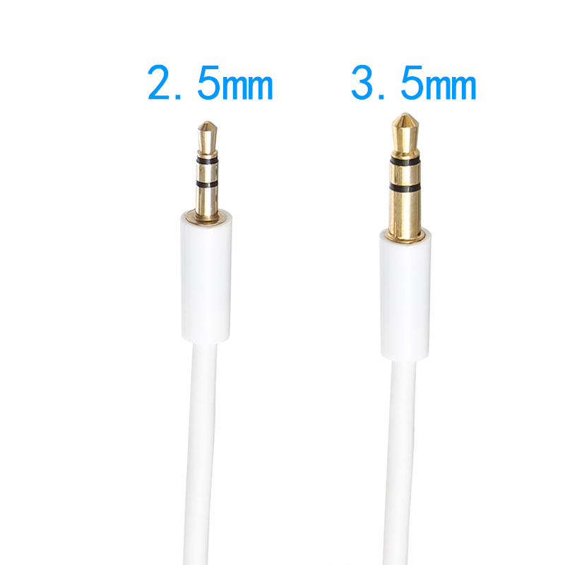 1M 3.5 to 2.5 Male Aux Cable 2.5mm to 3.5mm Audio Cable Jack For Car SmartPhone Speaker Stereo Headphone Moible Phone: WHITE