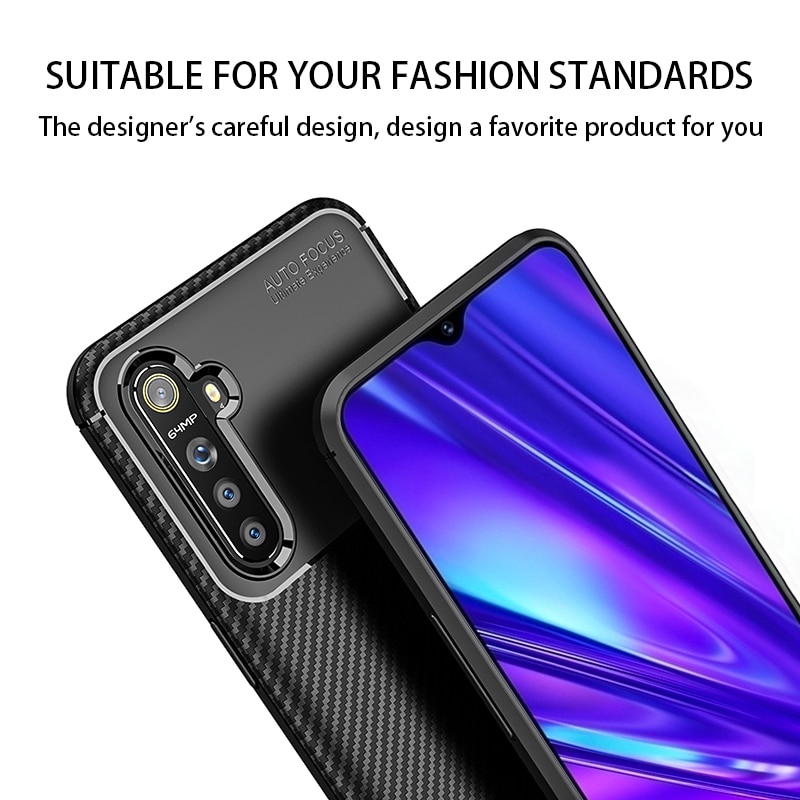 Für Realme XT Fall Original Ultra dünne Carbon fiber Weiche TPU Stoßfest Fall Rüstung Zurück Abdeckung Für OPPO Realme X k3 Fall X2 Abdeckung