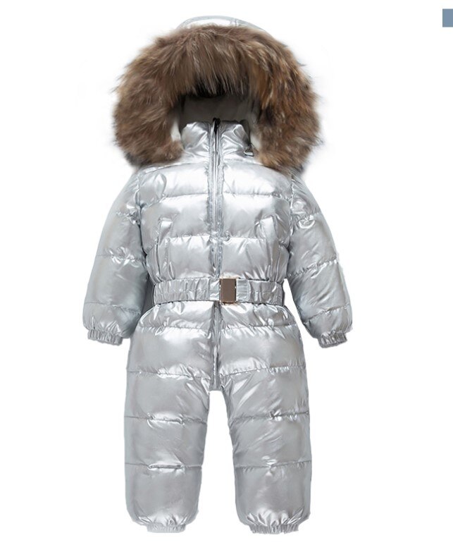 Automne et hiver bébé doudoune, garçons et filles combinaison épaissie, bébé barboteuse, adapté aux enfants âgés de 1-8.: Argent / 12M