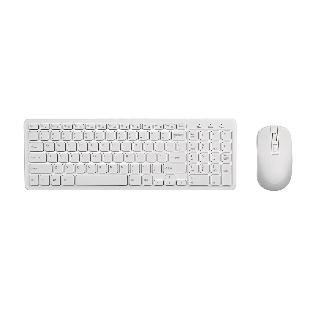 Zestaw Klawiatura Mysz Bezprzewodowa 2.4G - Odbiornik USB Combo do Macbook PC Laptop Ultracienki: Biały
