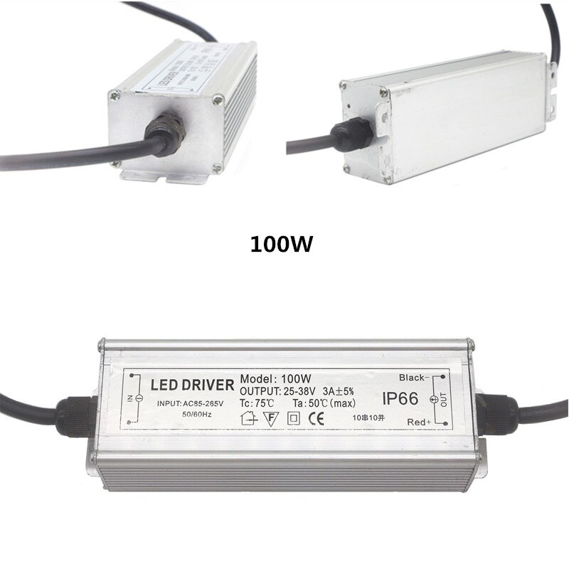 Ac 110v-220v til  dc 20-38v strømforsyning 10w 20w 30w 50w 100w vanntett transformator elektronisk monokrom ledet-lysdrift
