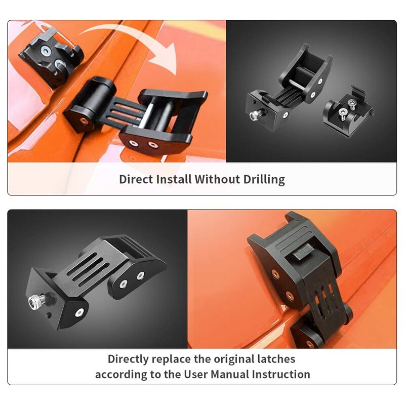 Hood Latches for Jeep JK, Hood Latch Kit for 2007 Jeep Wrangler JK & Unlimited Black