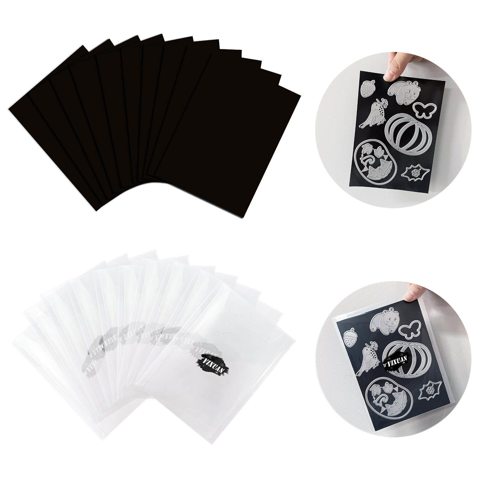 10pcs Transparent Storage Bag And Magnetic Mats Store Metal Cutting Dies Silicone Stamp Bump Template Stickers Cover