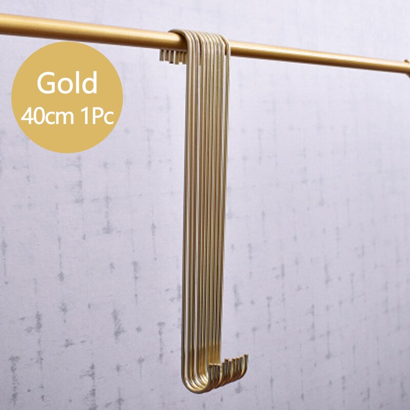 Guld/svart/silver s-form krok kök sovrum multifunktionsräcke s hängare krok spänne hållare krokar hängande förvaringsverktyg: Guld 40cm
