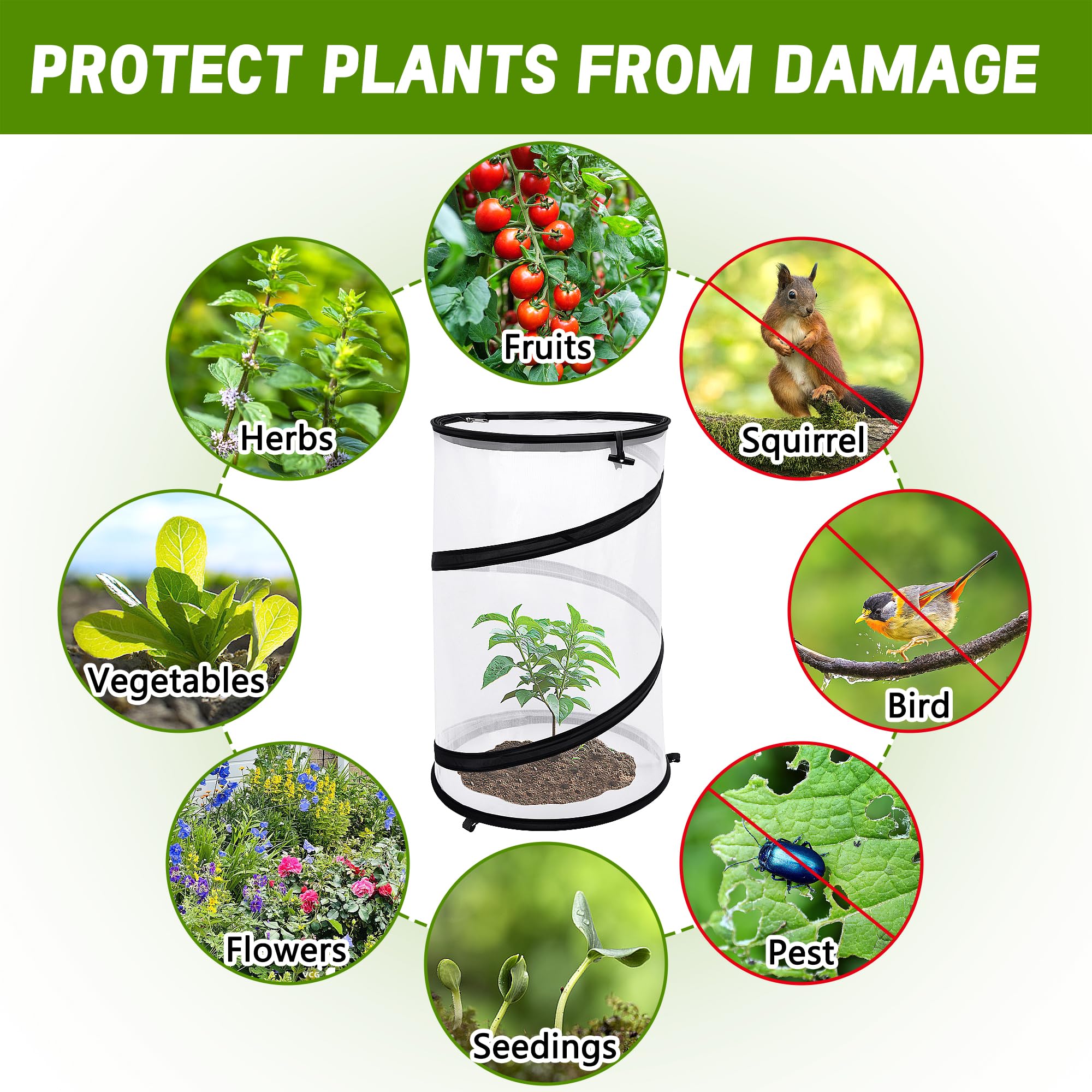 Garden Mesh Plant Enclosure Cover Pop-up Garden Cover Pests Protection Guard for Fruit, Vegetables, Flowers and Herbs