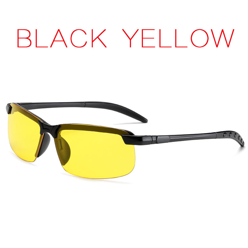 Gafas de visión nocturna para hombre y mujer, lentes de ciclismo al aire libre, montura negra, gafas de noche para Conductor, gafas de , color amarillo: YELLOW