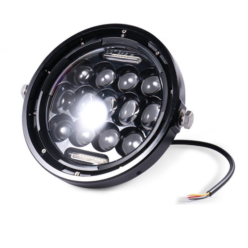 7 Inch Motorcycle Led Headlight Universele Motor 7 &quot;Ronde Kop Lamp Retro Zwarte Koplamp Voor Cafe Racer Bobber Honda GS125 CG125