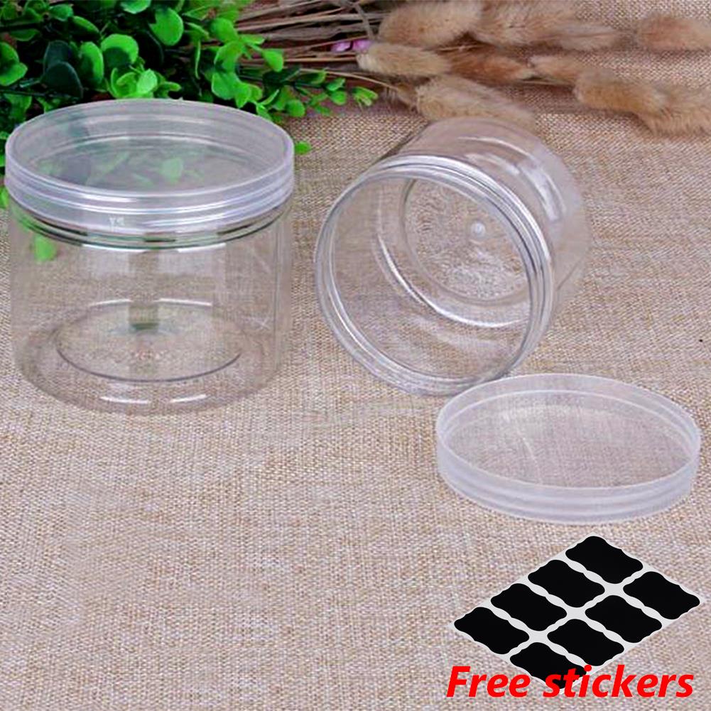10pcs 30/50/60/80/100/120/150ml Food Storage Jars Clear Lid Bottle Pot Balm Plastic Container Can Tin Transparent Screw Empty