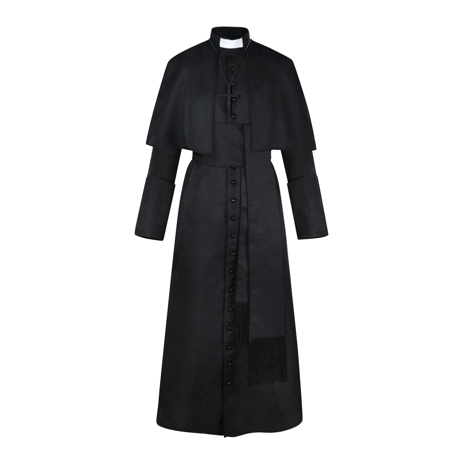 Medieval Priest Cosplay Costumes Long sleeve Monk Robe Witch Christ Cosplay Carnival Halloween Costumes for Women Adult: M / black