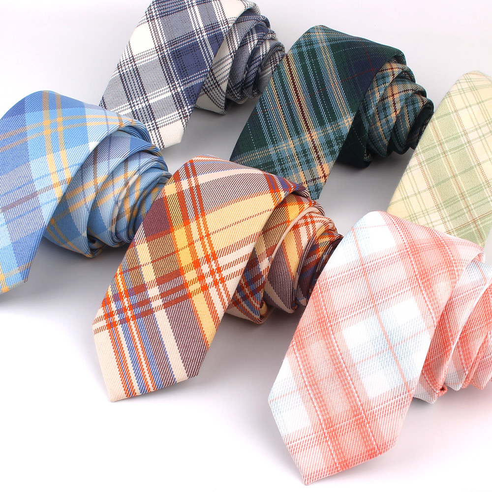 Bomulds plaid slips til mænd kvinder casua tyndt slips til bryllupsfest drenge piger jakkesæt slips slank ternet slips gravata