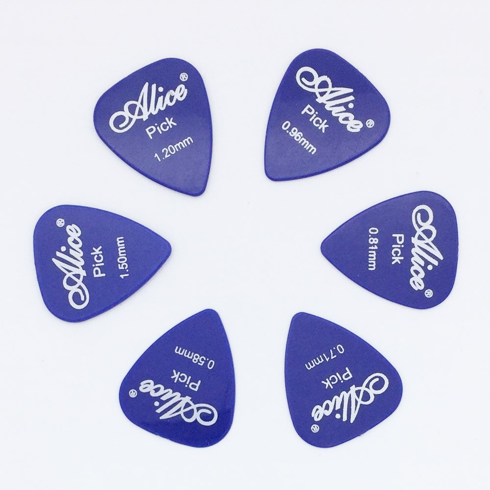 6 pieces Alice Guitar Picks in 1 Color Full Thickness 0.58 0.71 0.81 0.96 1.2 1.5 mm Black/White/Yellow/Red/Green/Blue/Orange: Blue